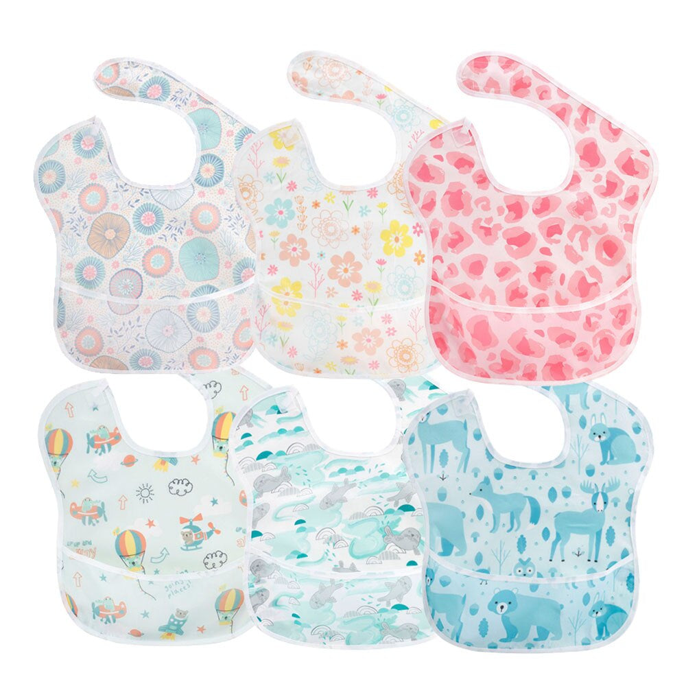 1Pcs Baby Bibs TPU Waterproof Feeding Bibs Unisex Washable Fashion Bibs for Girls & Boys Stain and Odor Resistant