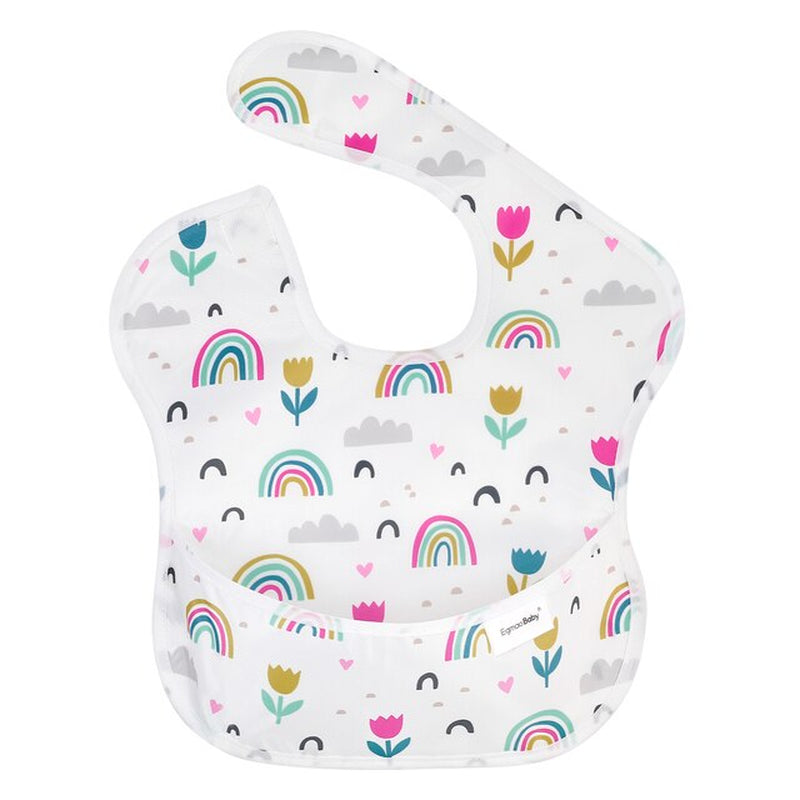 Waterproof Baby Bibs 100% Polyester TPU Coating Feeding Bibs Washable Baby Bibs with Food Catcher for Baby Girls & Boys