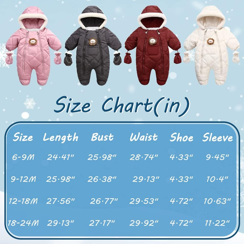 Baby Winter Outfit Coat Romper Outwear Hooded Footie Toddler Infant Lion Snowsuit