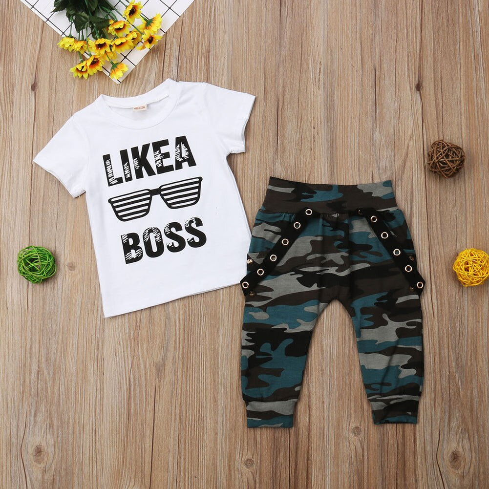 0-3Y Newborn Infant Toddler Baby Boy Clothes Set Kids Boys Cute Short Sleeve T-Shirt Top+Pants Outfits Clothing Set